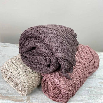 Плед в'язаний Cotton Темно-Рожевий ПРОВАНС, 200х220см 021277