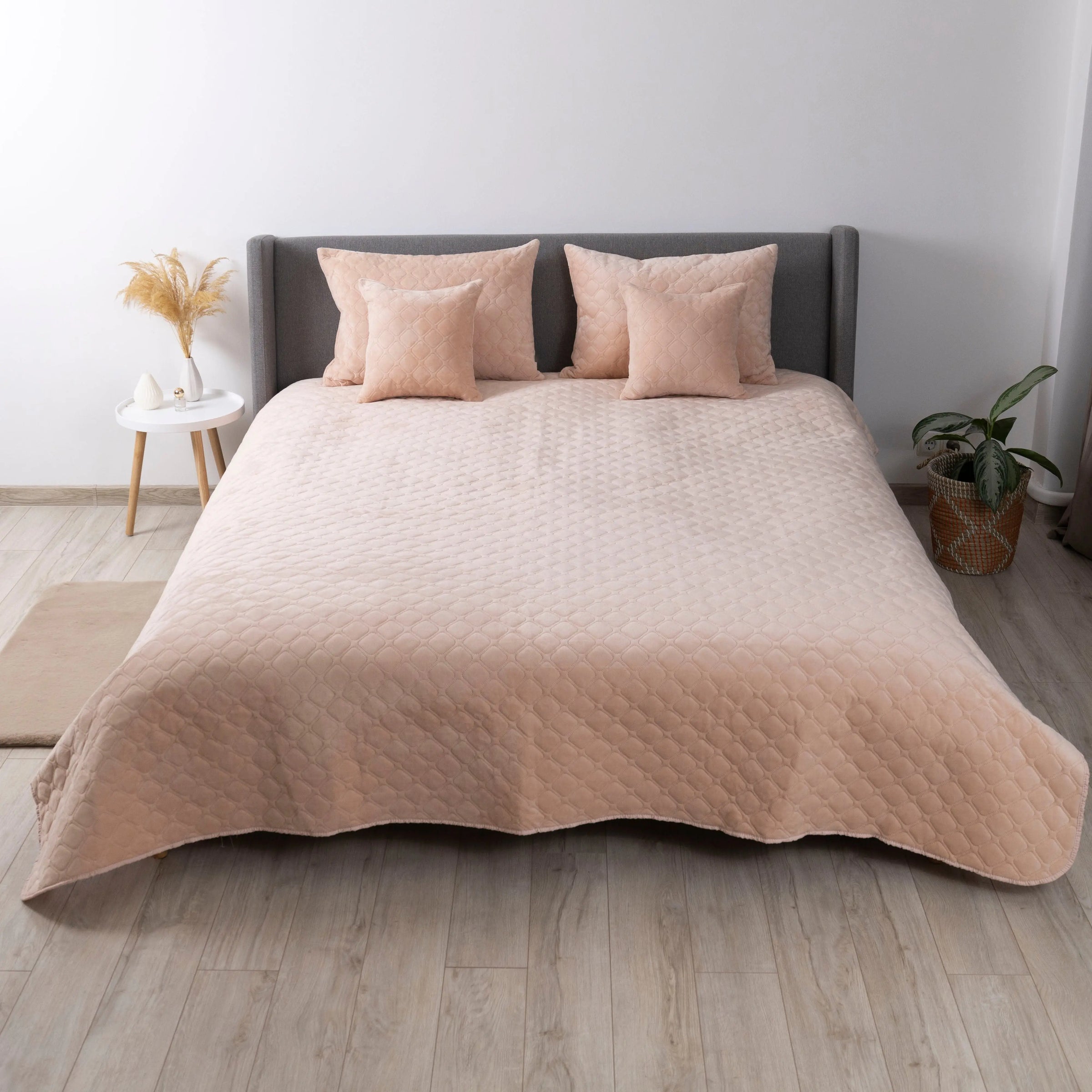 Покривало ТЕП "VELOUR" 220*240 см пудра ромб круглий