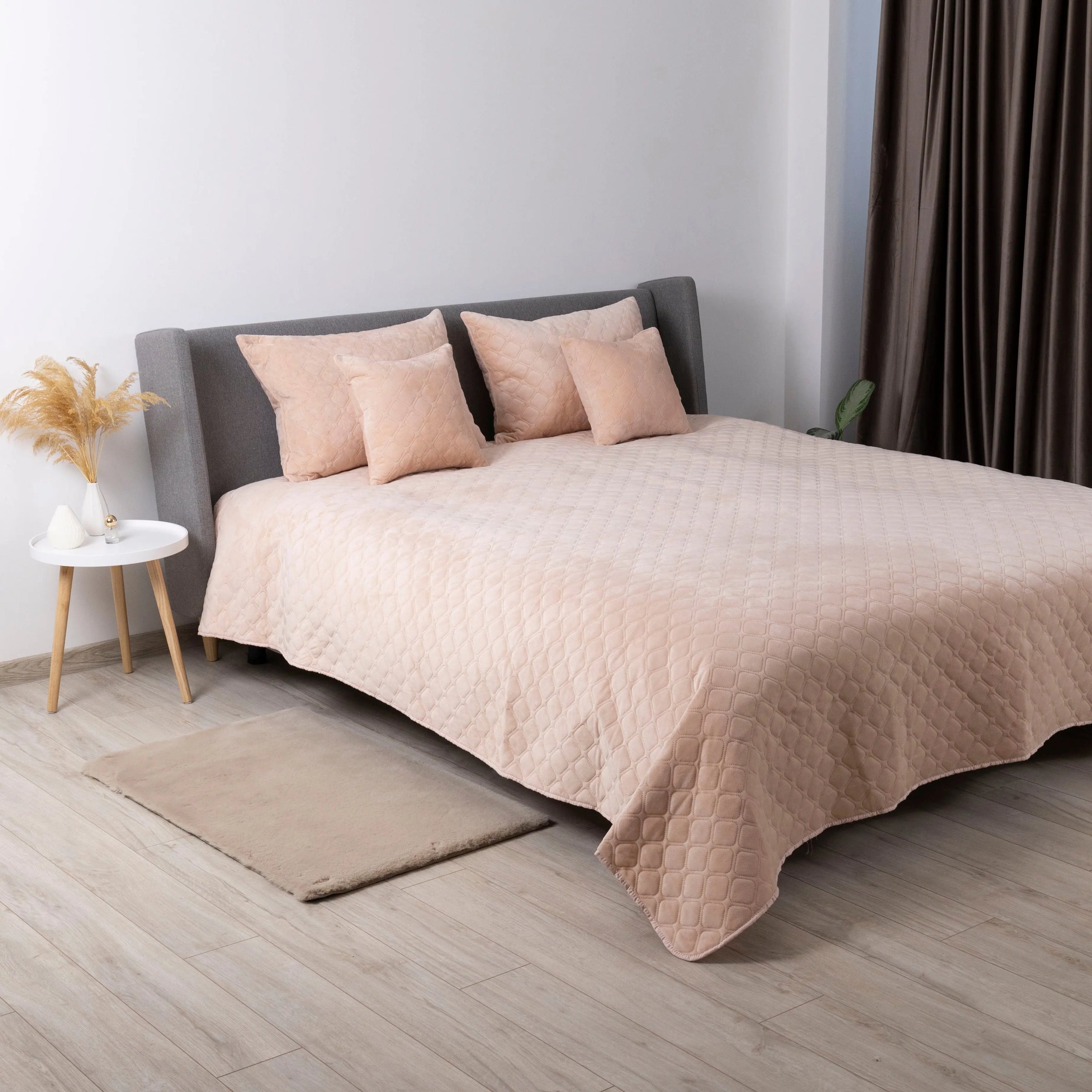 Покривало ТЕП "VELOUR" 220*240 см пудра ромб круглий