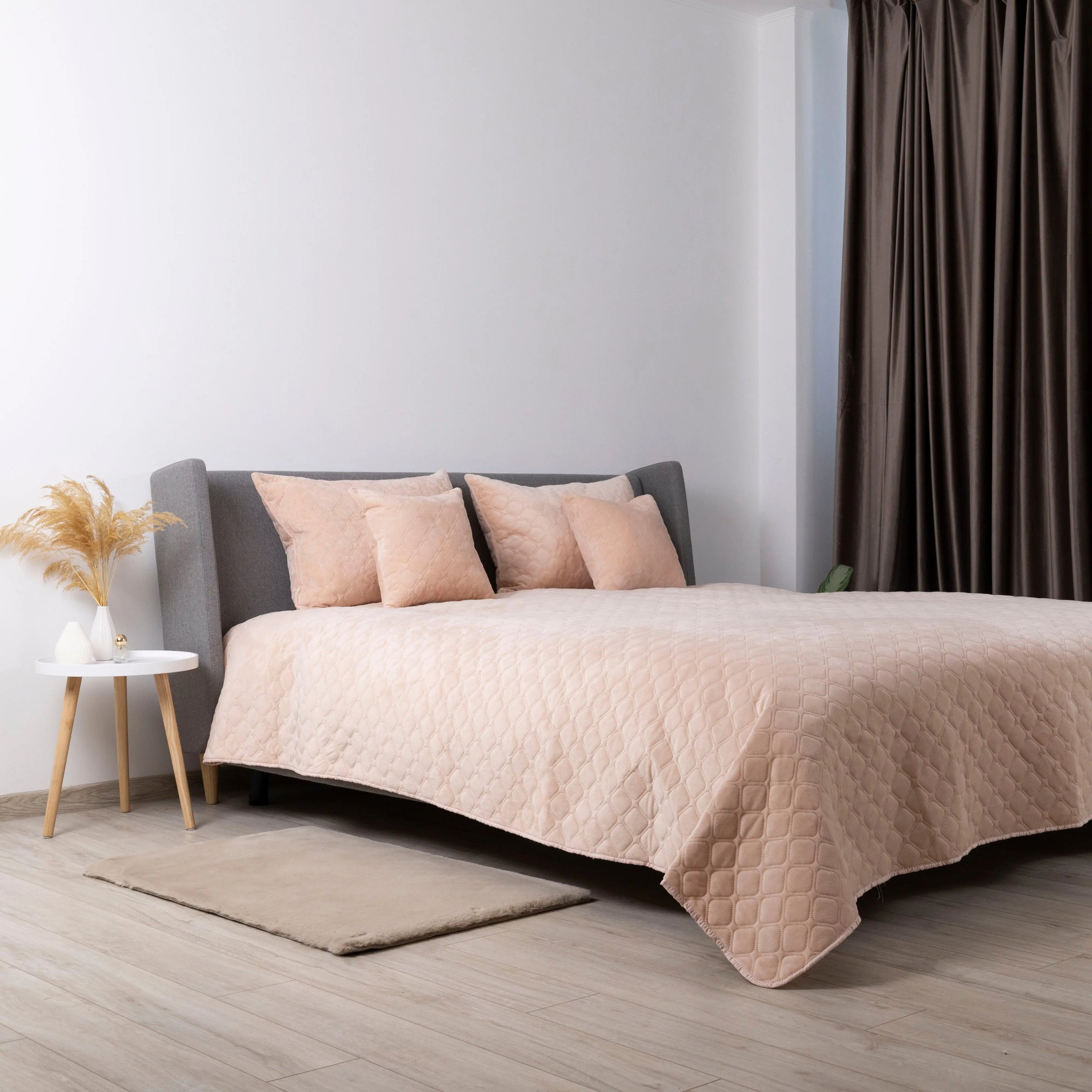 Покривало ТЕП "VELOUR" 220*240 см пудра ромб круглий