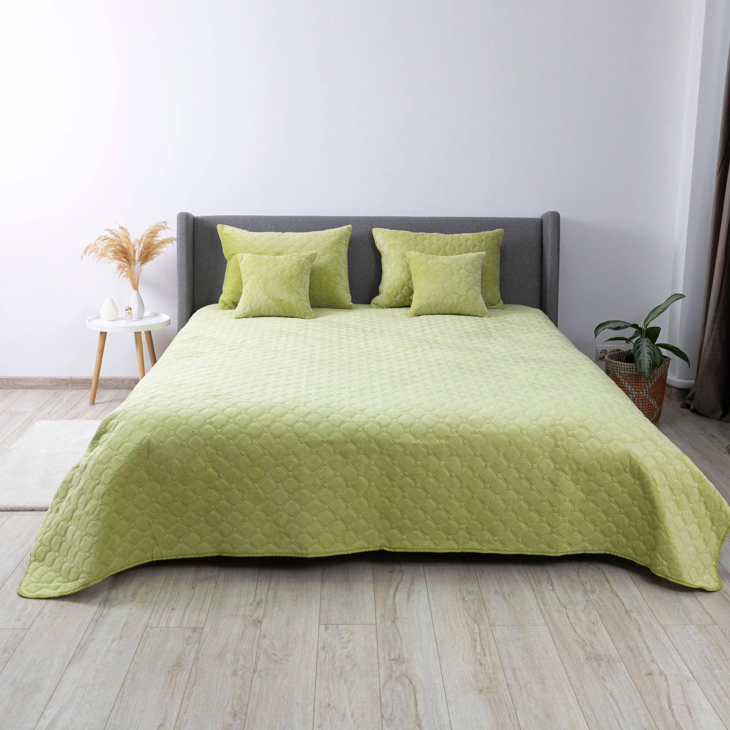 Покривало ТЕП "VELOUR" 220*240 см салатовий/ромб круглий
