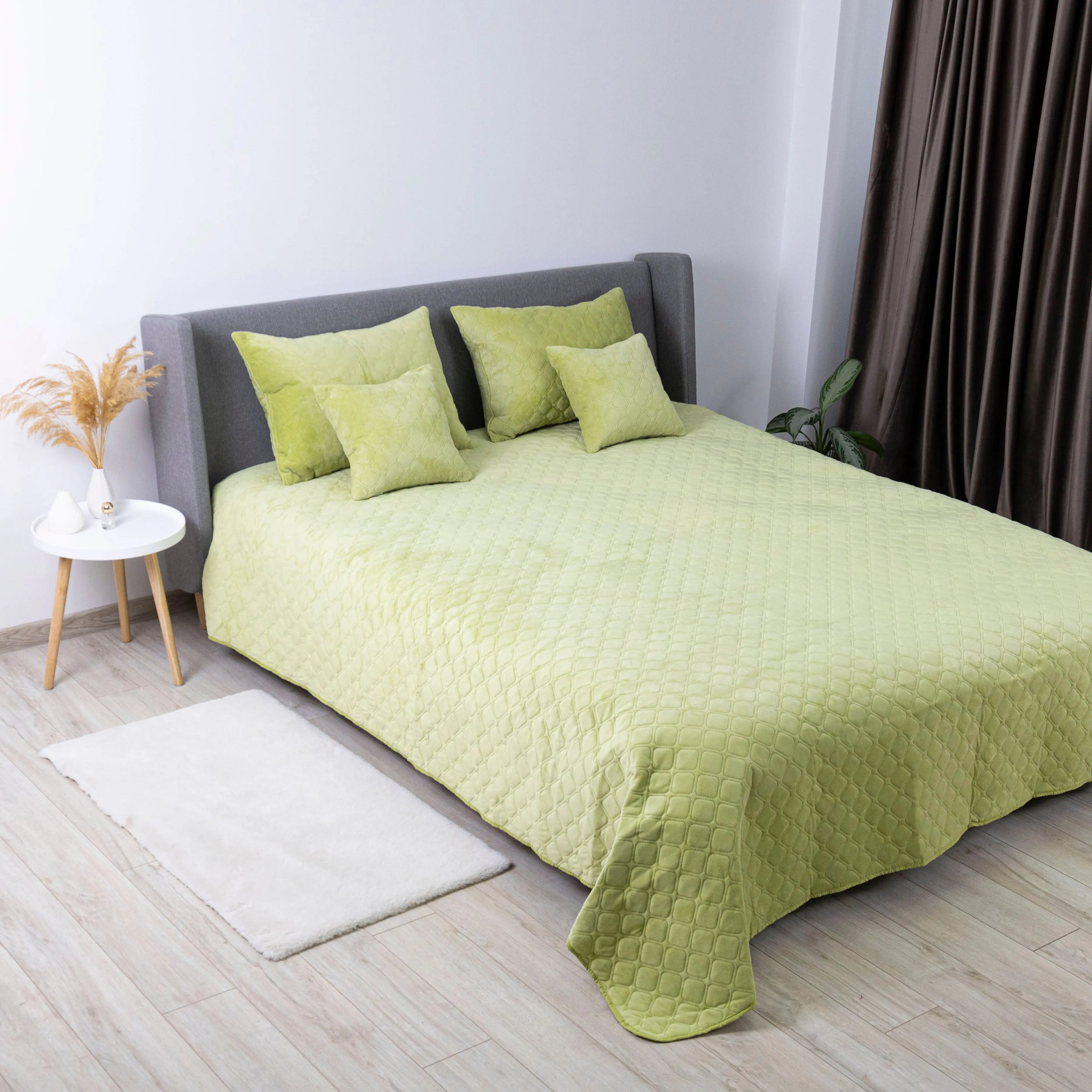 Покривало ТЕП "VELOUR" 220*240 см салатовий/ромб круглий