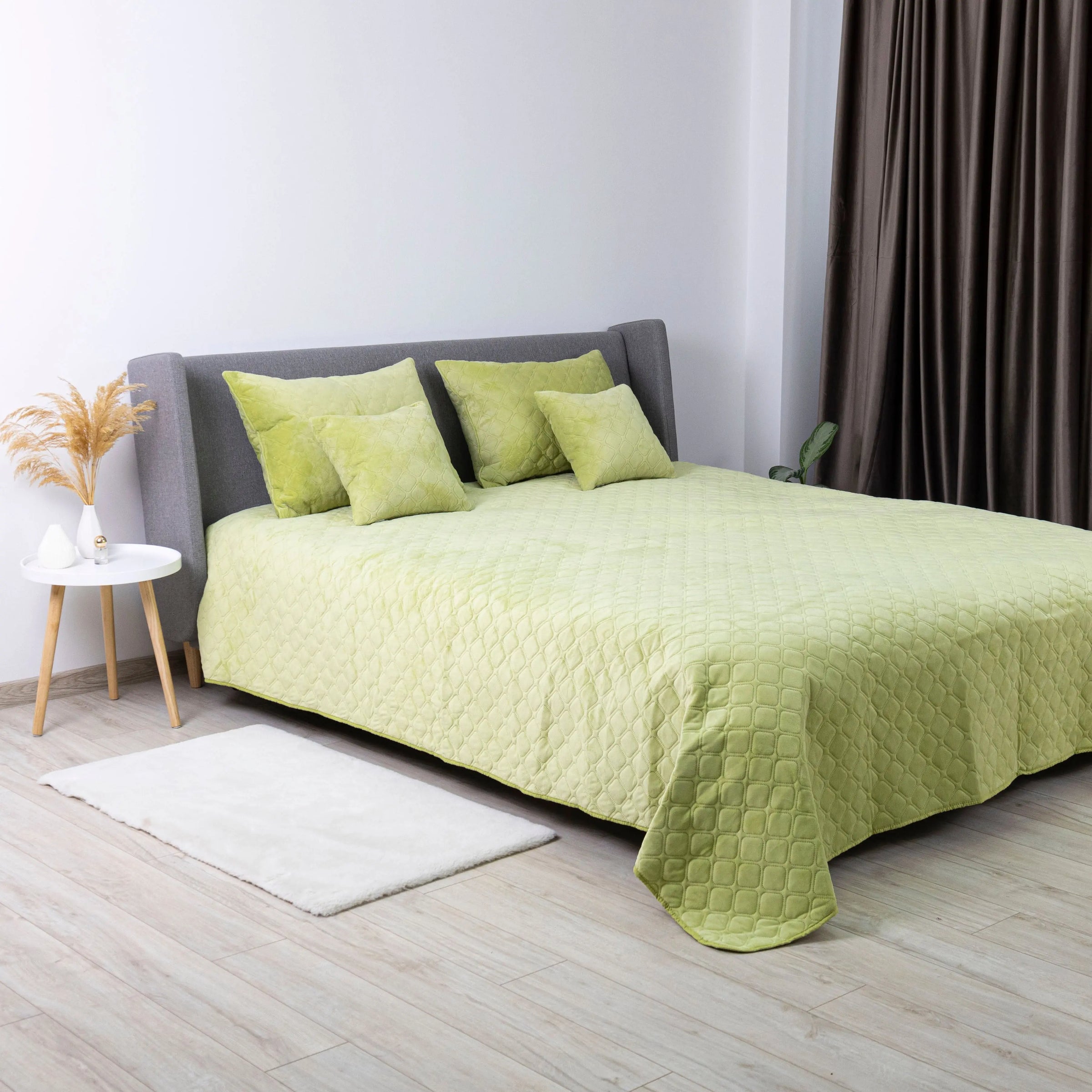 Покривало ТЕП "VELOUR" 240*260 см салатовий/ромб прямий