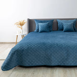 Покривало ТЕП "VELOUR" 240*260 см синій/ромб круглий