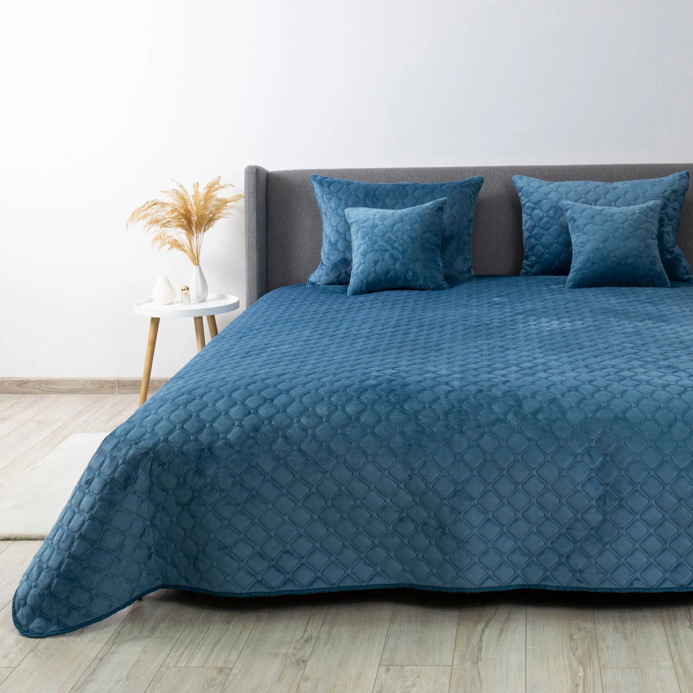 Покривало ТЕП "VELOUR" 240*260 см синій/ромб круглий