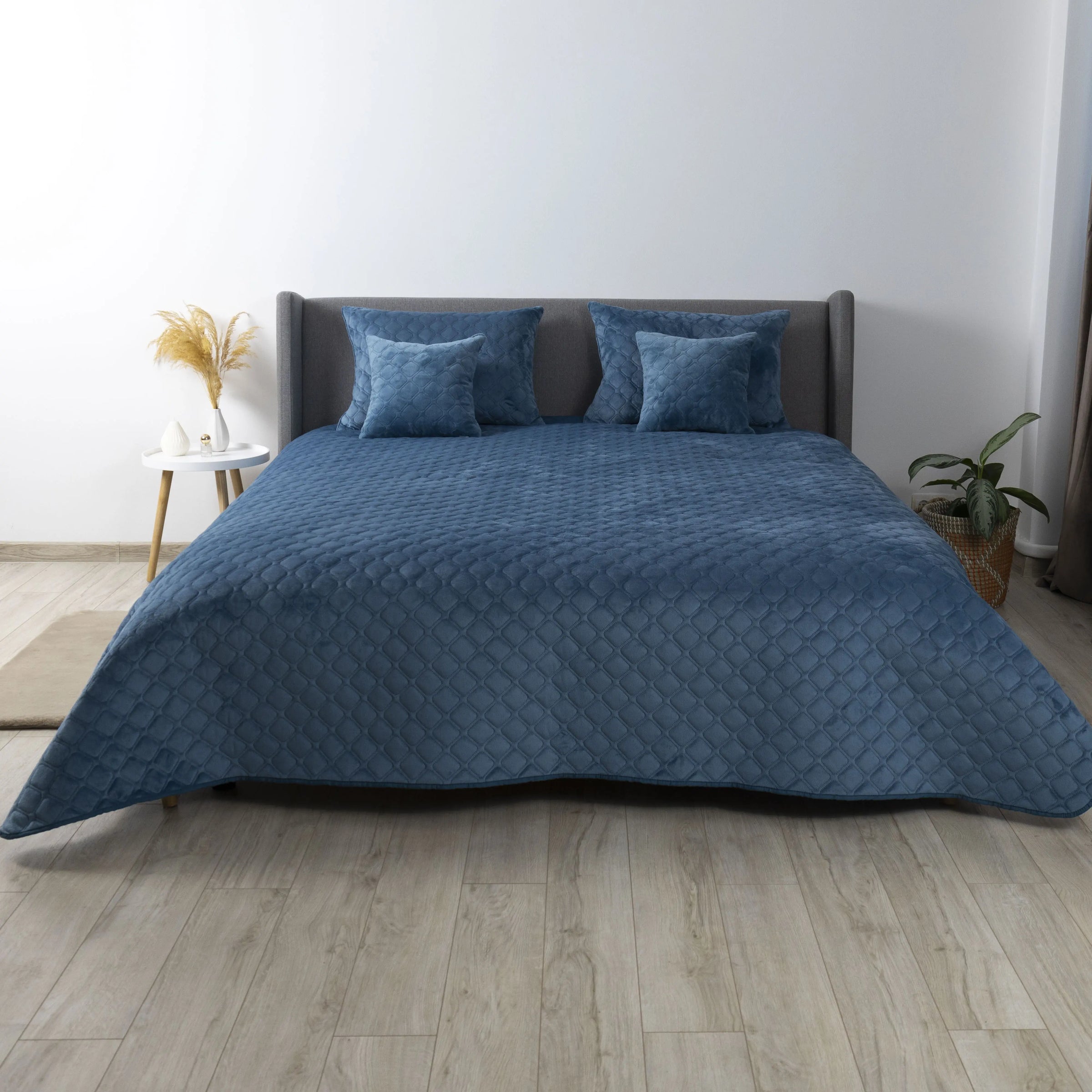 Покривало ТЕП "VELOUR" 220 * 240 см синій/ромб круглий