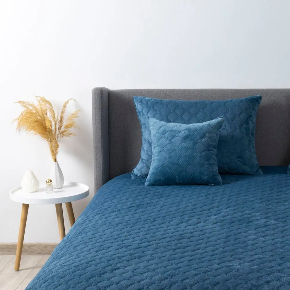Покривало ТЕП "VELOUR" 220 * 240 см синій/ромб круглий