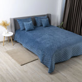 Покривало ТЕП "VELOUR" 240*260 см синій/ромб круглий
