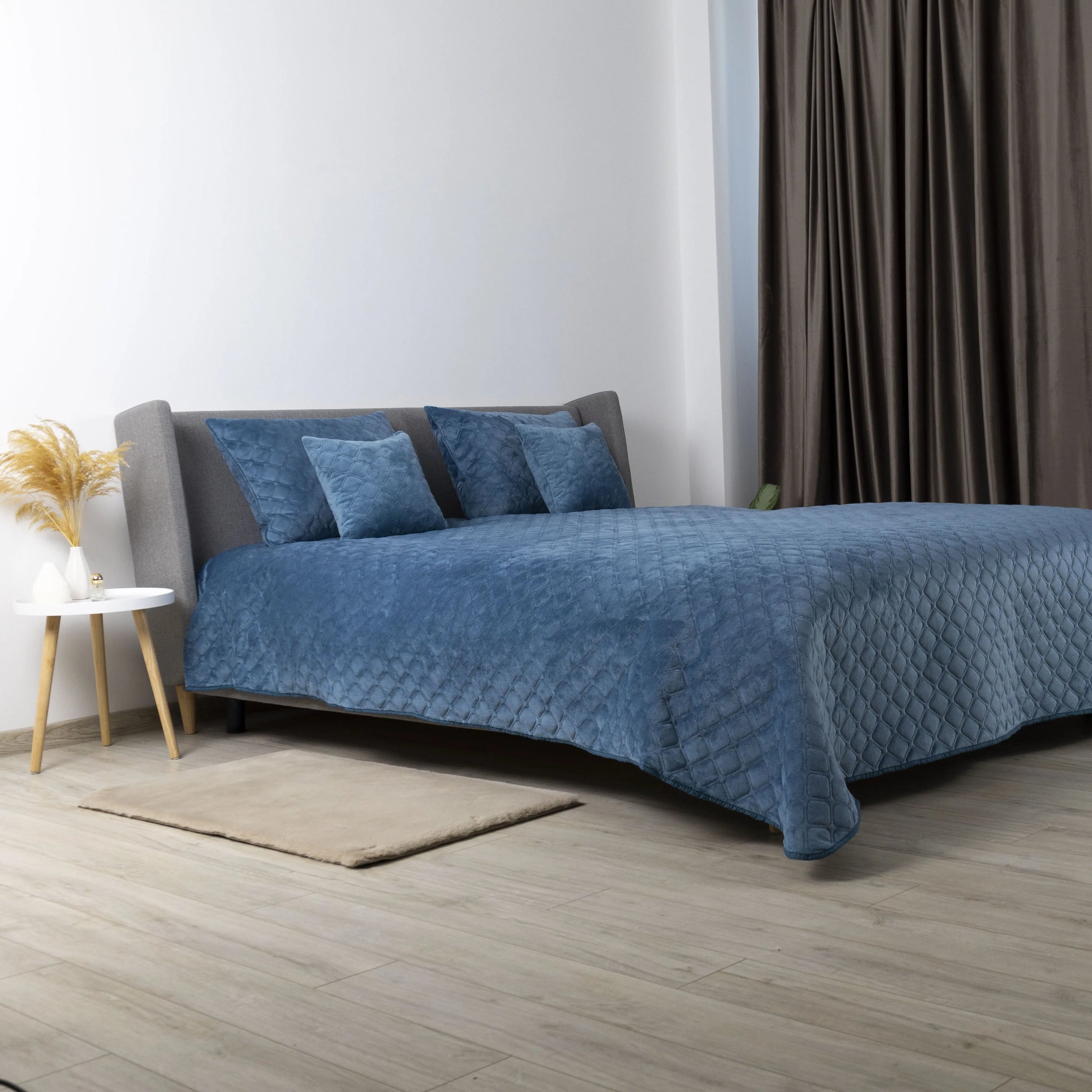 Покривало ТЕП "VELOUR" 220 * 240 см синій/ромб круглий