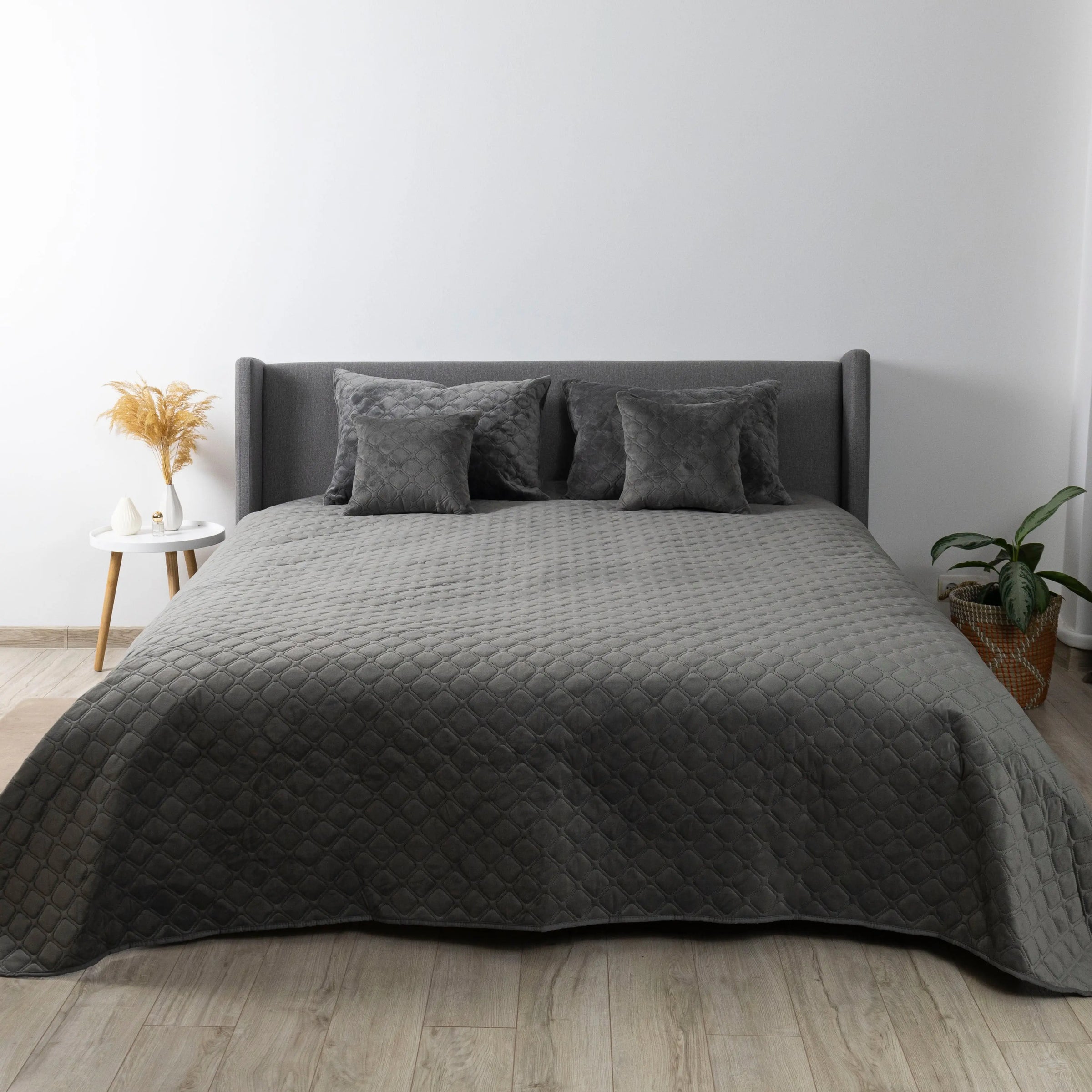 Покривало ТЕП "VELOUR" 150*210 см сіре/ромб круглий