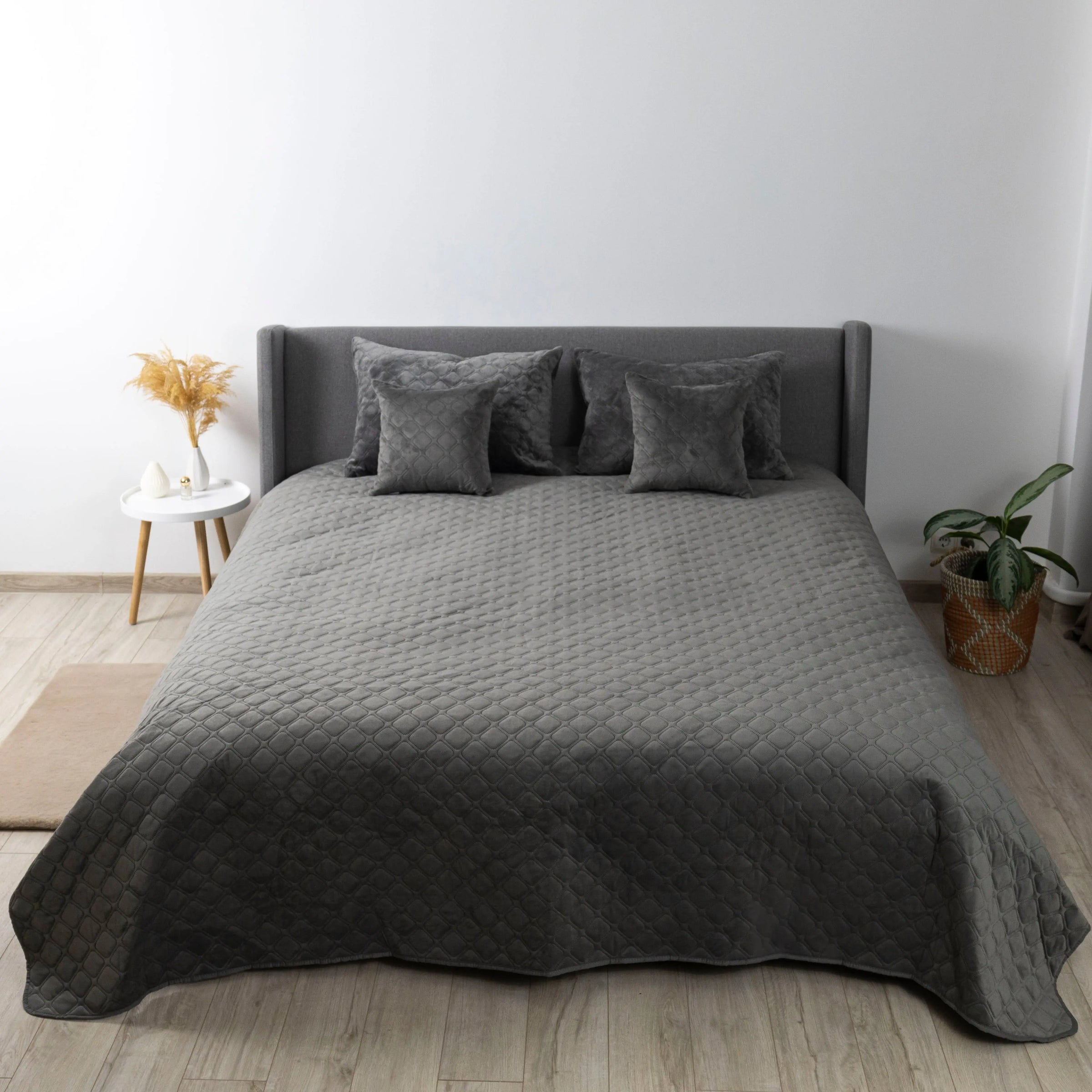 Покривало ТЕП "VELOUR" 220*240 см сірий/ромб круглий