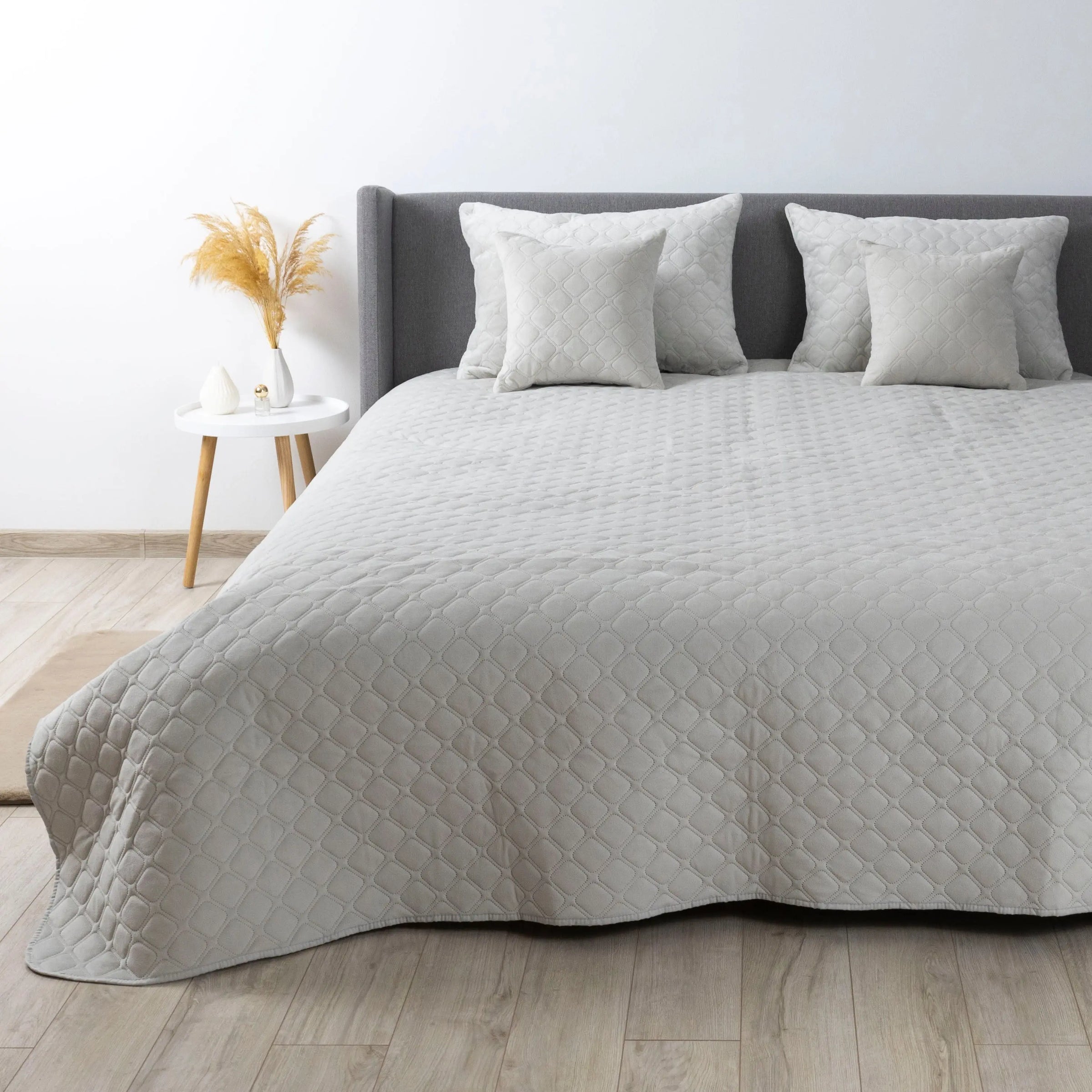 Покривало ТЕП "VELOUR" 220*240 см світло-сірий/ромб круглий