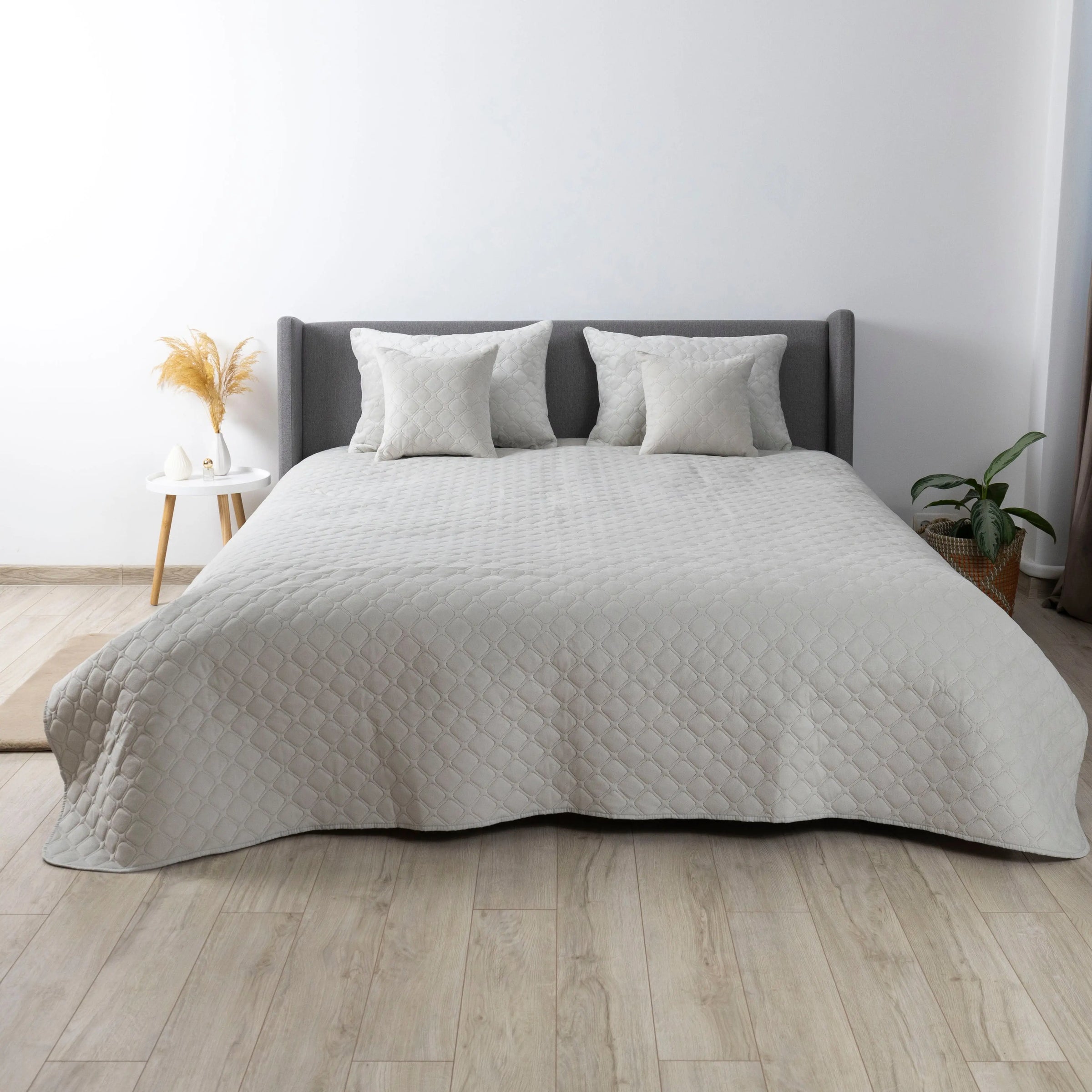 Покривало ТЕП "VELOUR" 220*240 см світло-сірий/ромб круглий