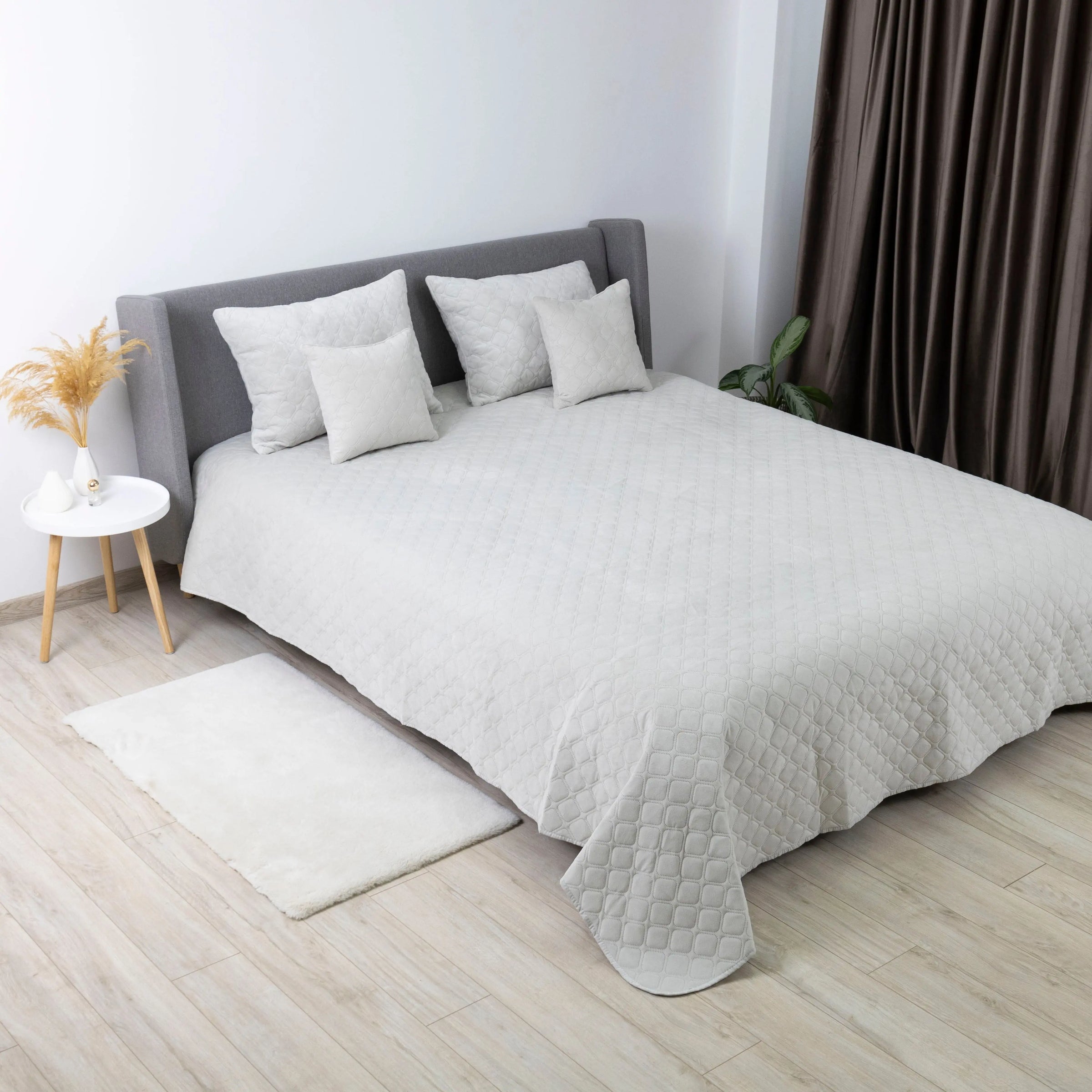 Покривало ТЕП "VELOUR" 220*240 см світло-сірий/ромб круглий