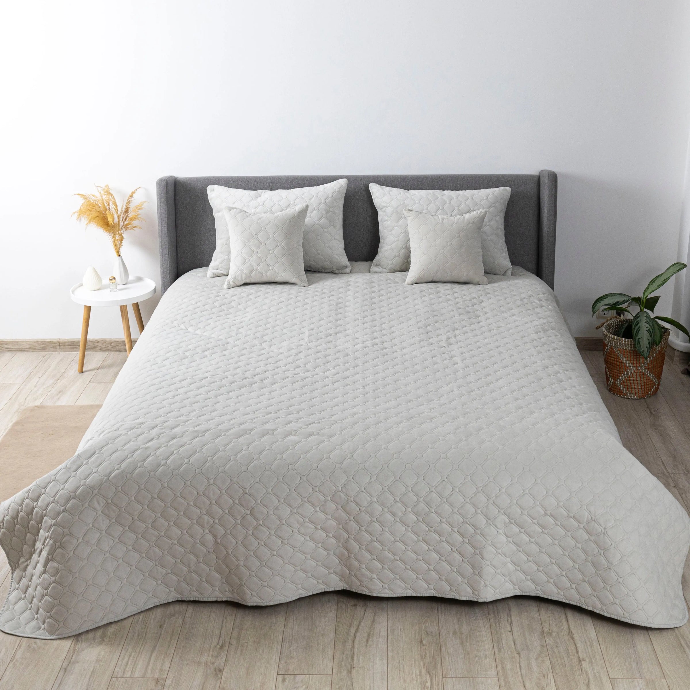 Покривало ТЕП "VELOUR" 220*240 см світло-сірий/ромб круглий
