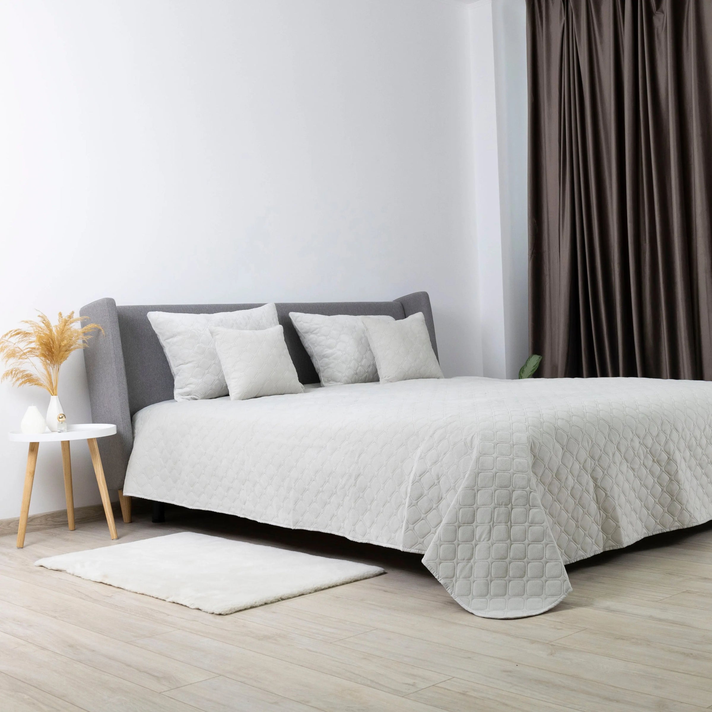 Покривало ТЕП "VELOUR" 150*210 см світло-сірий/ромб круглий