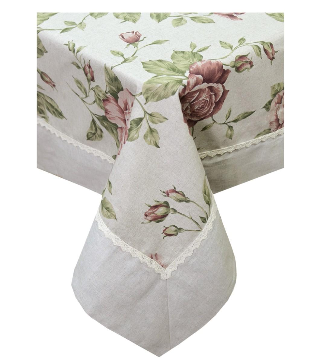Скатертина на святковий стіл Large Pink Rose Прованс, 140х180 см