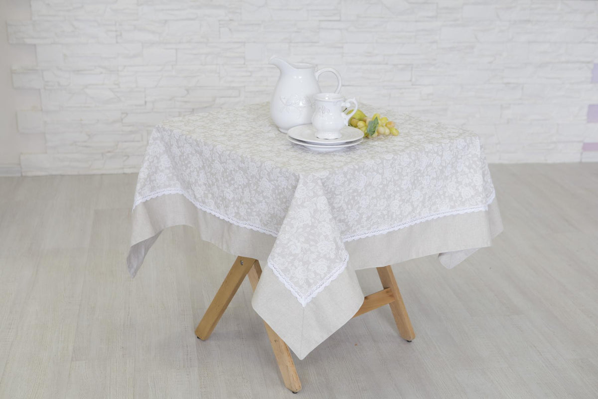 Святкова скатертина White Rose Прованс, 140х140 см