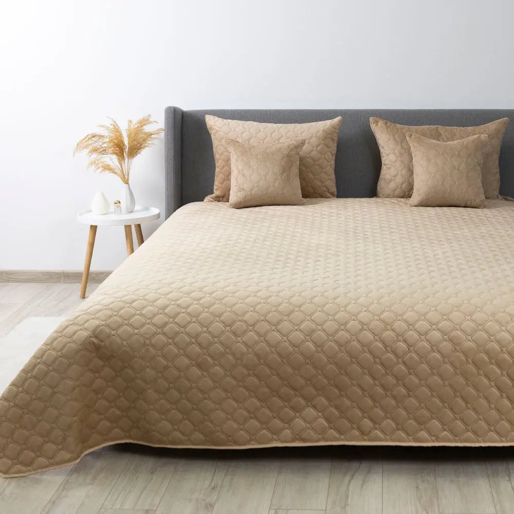 Покривало ТЕП "VELOUR" 240 * 260 см золотий беж/ромб круглий