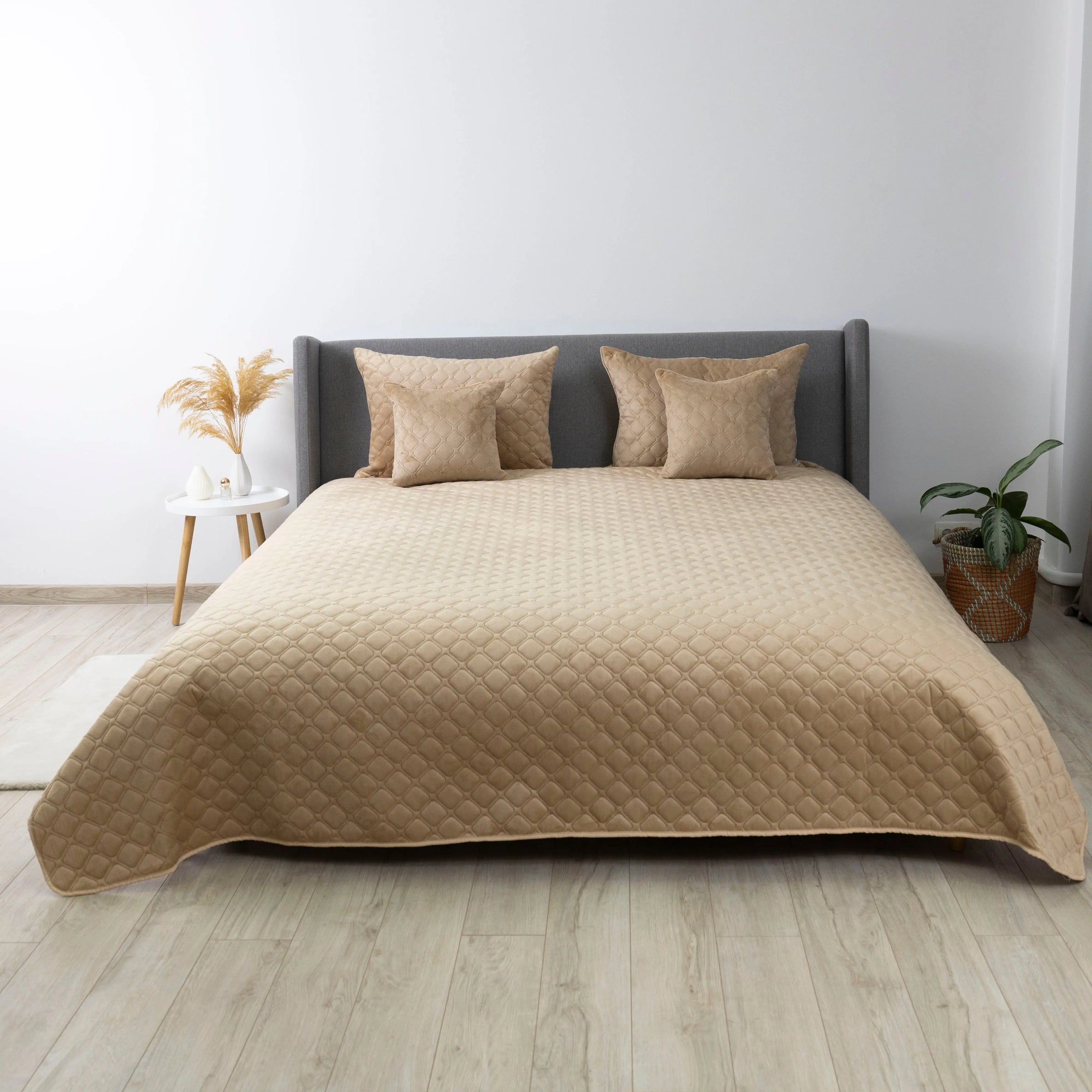 Покривало ТЕП "VELOUR" 220*240 см золотий беж/ромб круглий