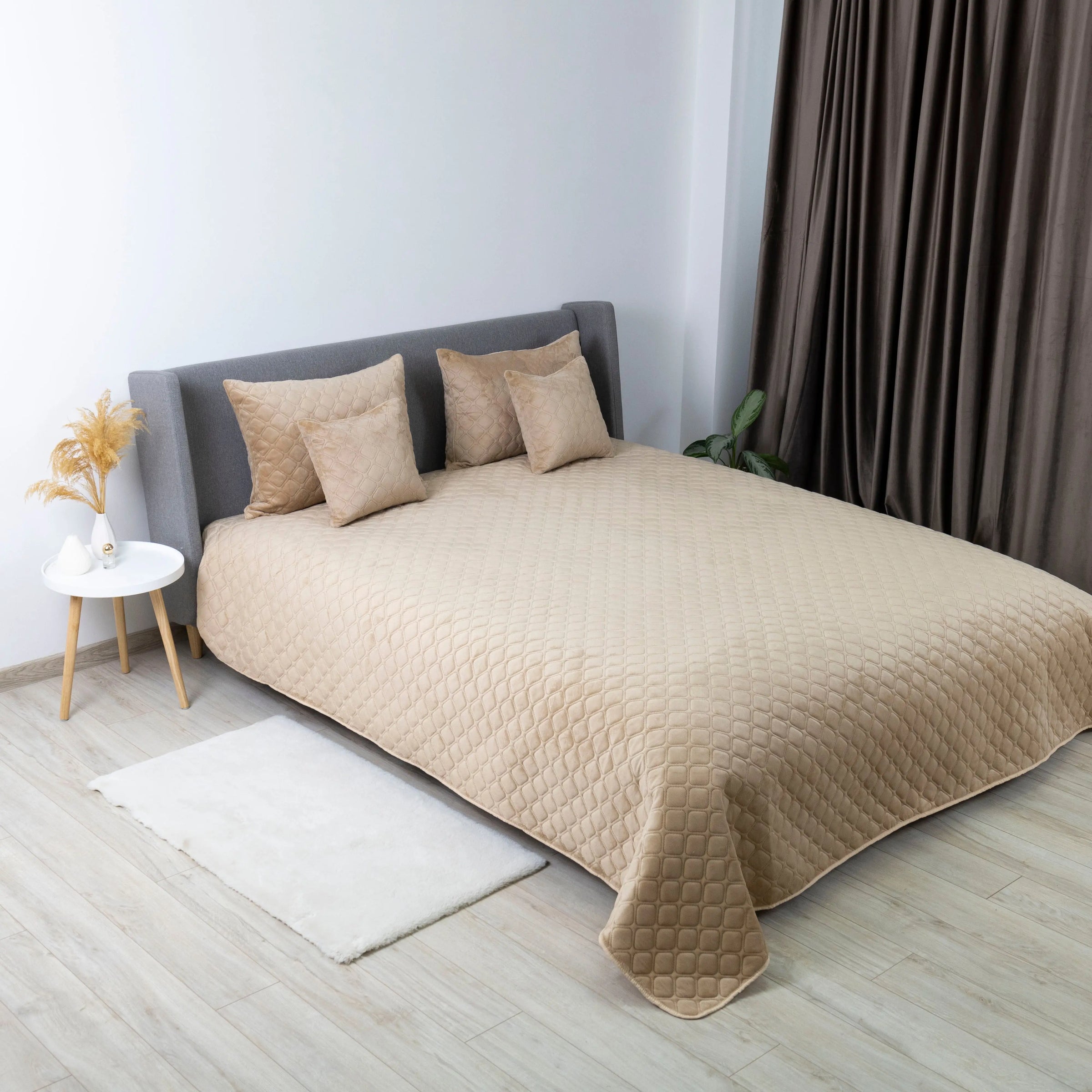 Покривало ТЕП "VELOUR" 220*240 см золотий беж/ромб круглий