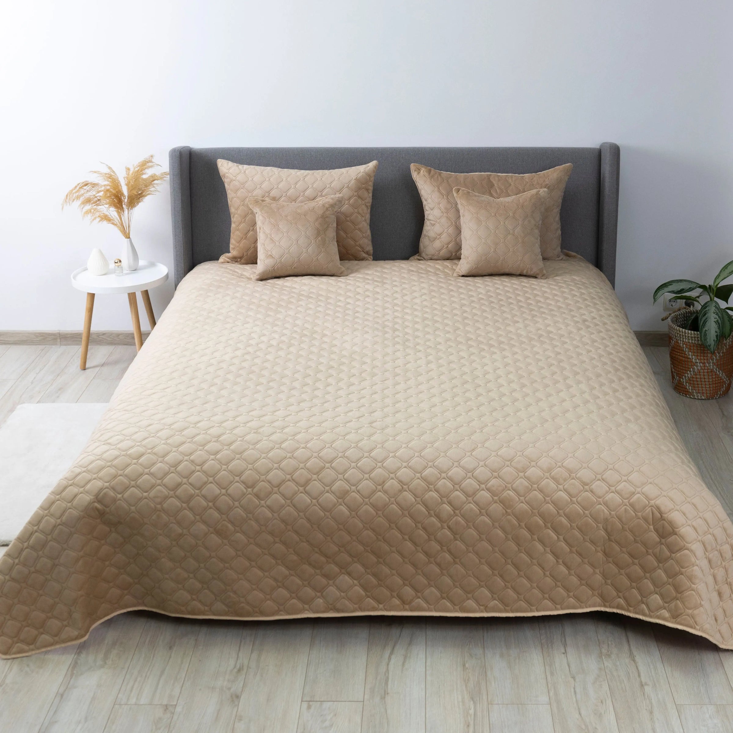 Покривало ТЕП "VELOUR" 220*240 см золотий беж/ромб круглий