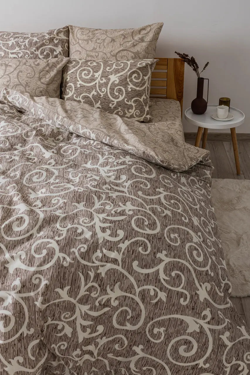 Комплект постільної білизни ТЕП "Soft dreams" Beige and White, 70х70 двоспальний