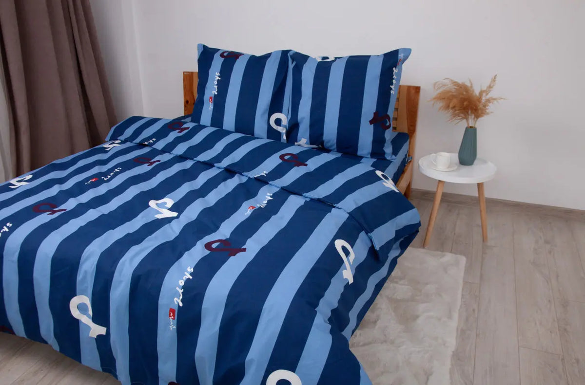 Комплект постільної білизни ТЕП "Soft dreams" Line Blue, 70x70 євро